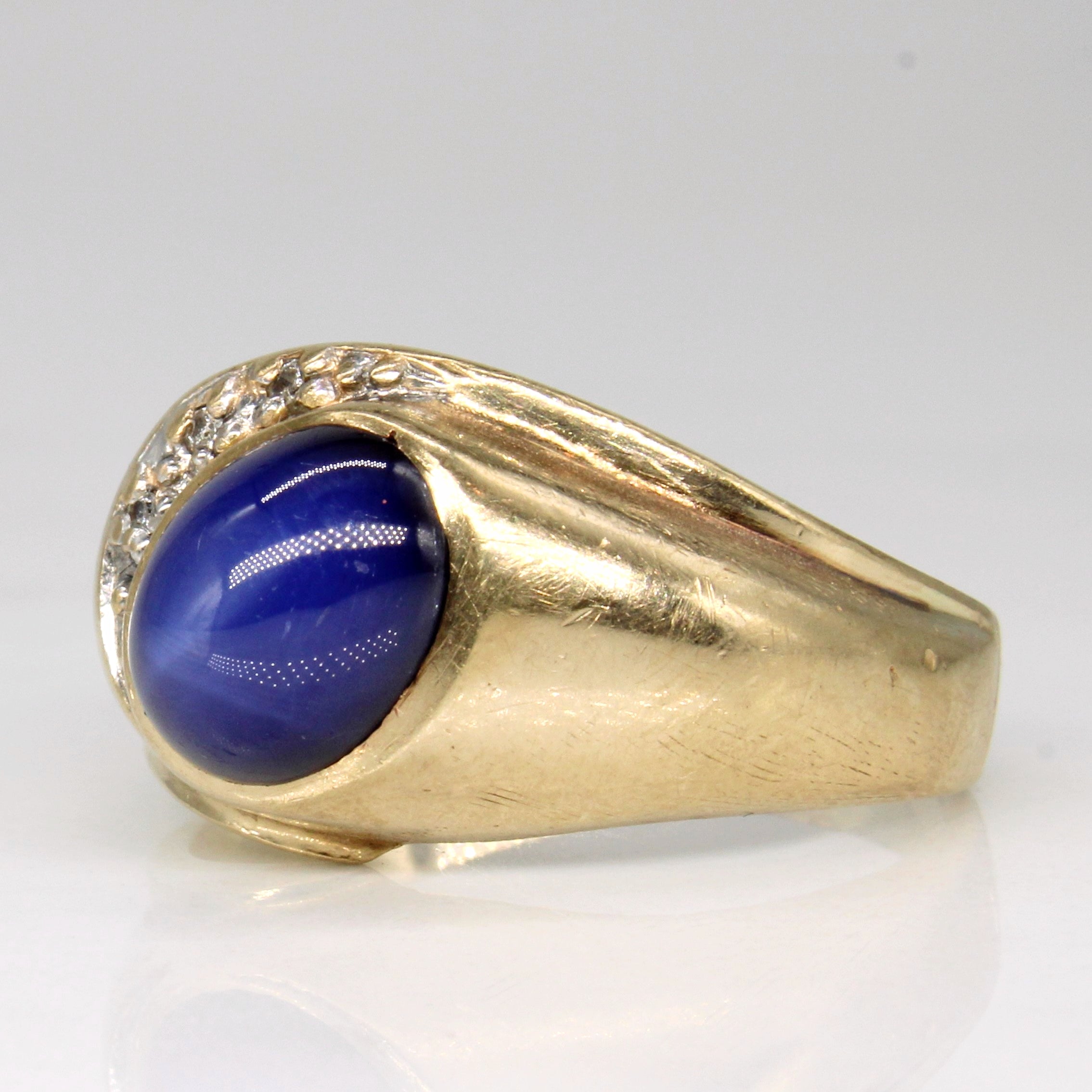 Synthetic Star Sapphire & Diamond Cocktail Ring | 3.45ct, 0.02ctw | SZ 9 |