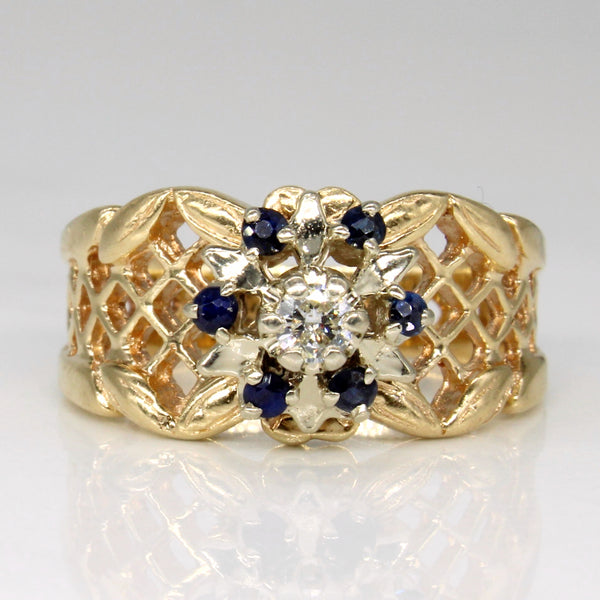 Sapphire & Diamond Lattice Ring | 0.18ctw, 0.10ct | SZ 7.25 |
