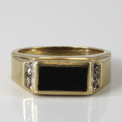 Onyx & Diamond Flat Edge Ring | 1.00ct | 0.02ctw | SZ 7.5 |