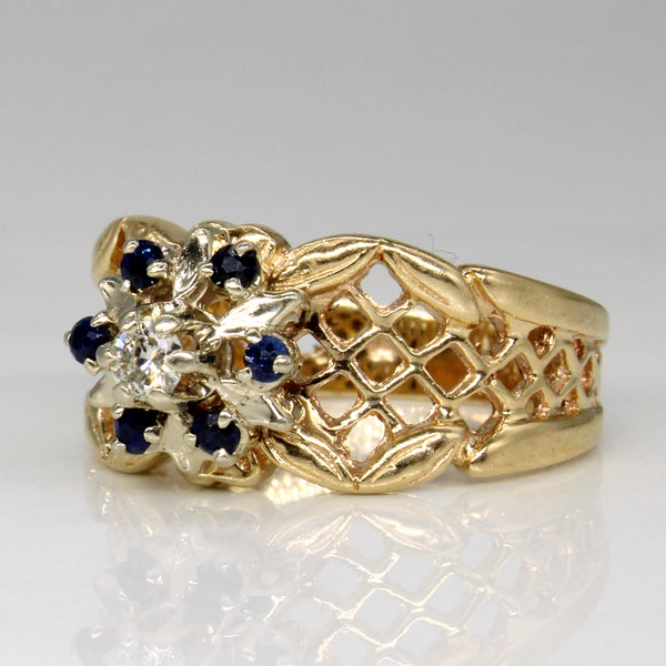Sapphire & Diamond Lattice Ring | 0.18ctw, 0.10ct | SZ 7.25 |