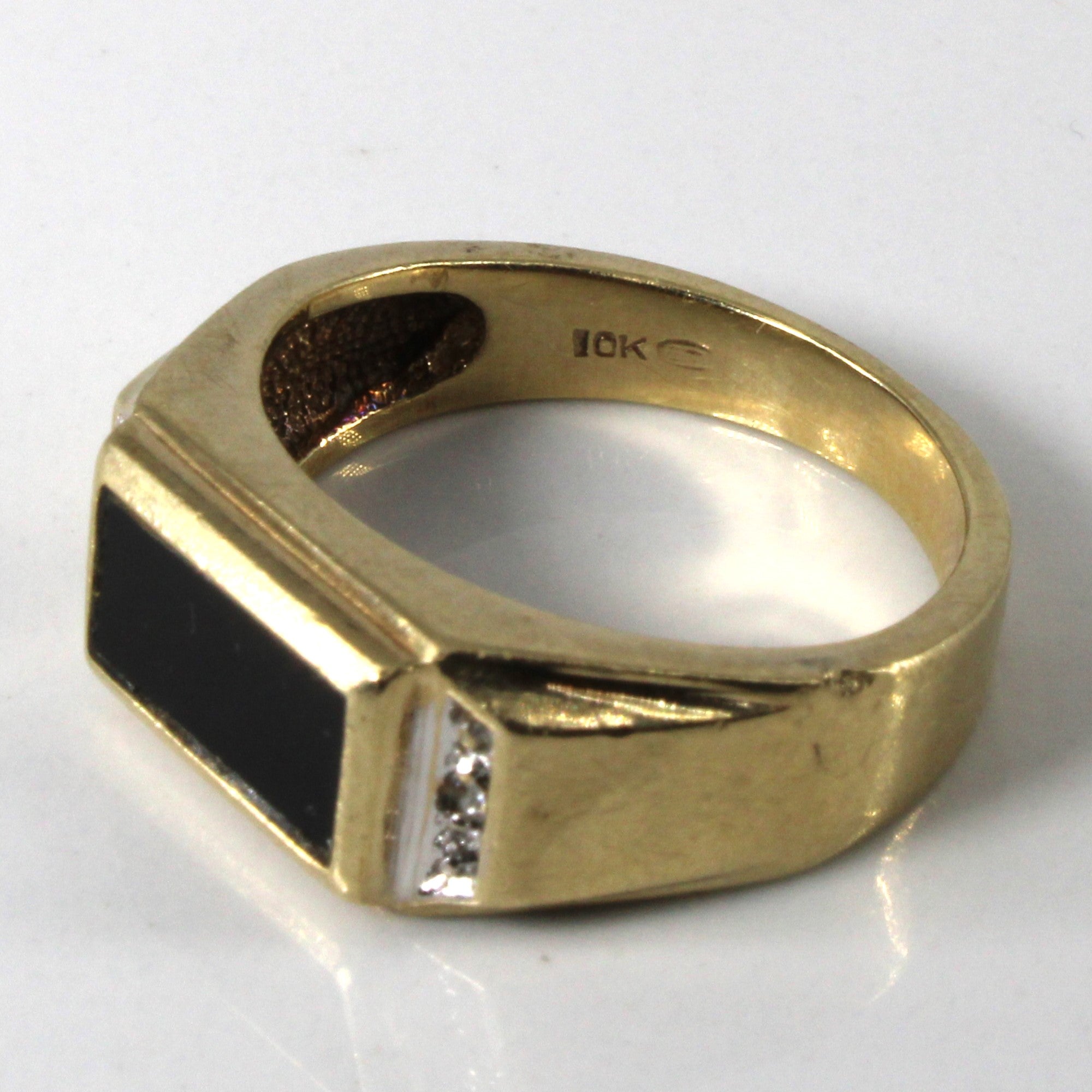 Onyx & Diamond Flat Edge Ring | 1.00ct | 0.02ctw | SZ 7.5 |