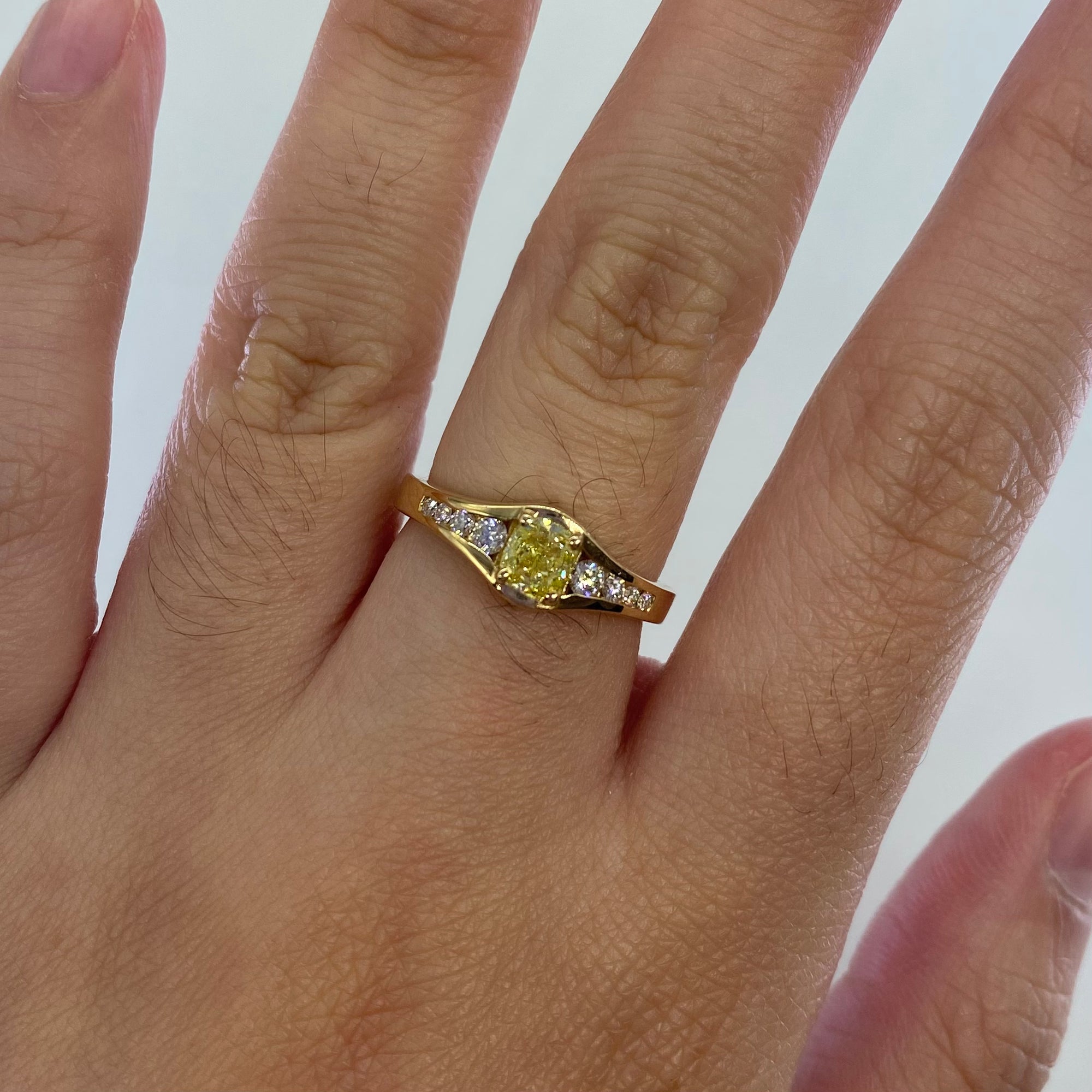 GIA certified Fancy Yellow Diamond Engagement Ring | 0.73ctw | SZ 6.5 |