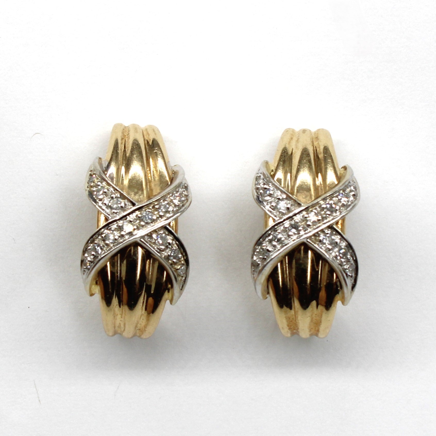 Crossover Diamond Textured Earrings | 0.20ctw |