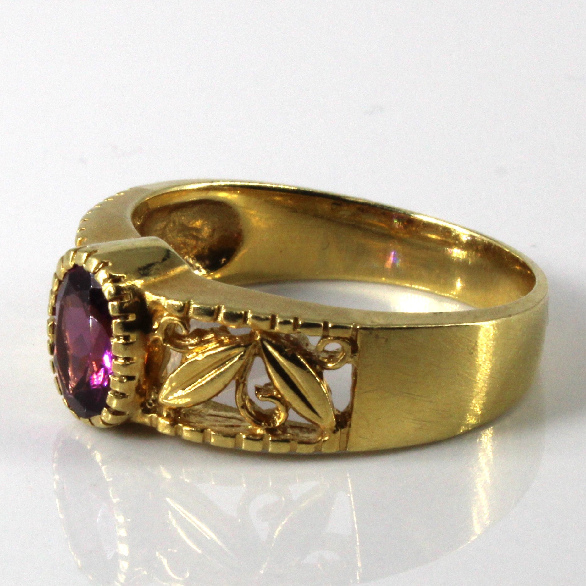 Bague en filigrane de grenat rhodolite serti clos | 0,80 ct | Taille 7,75 | 