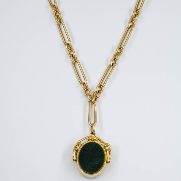 Victorian 1887 Agate & Bloodstone Reversible Necklace | 10.00ctw | 14