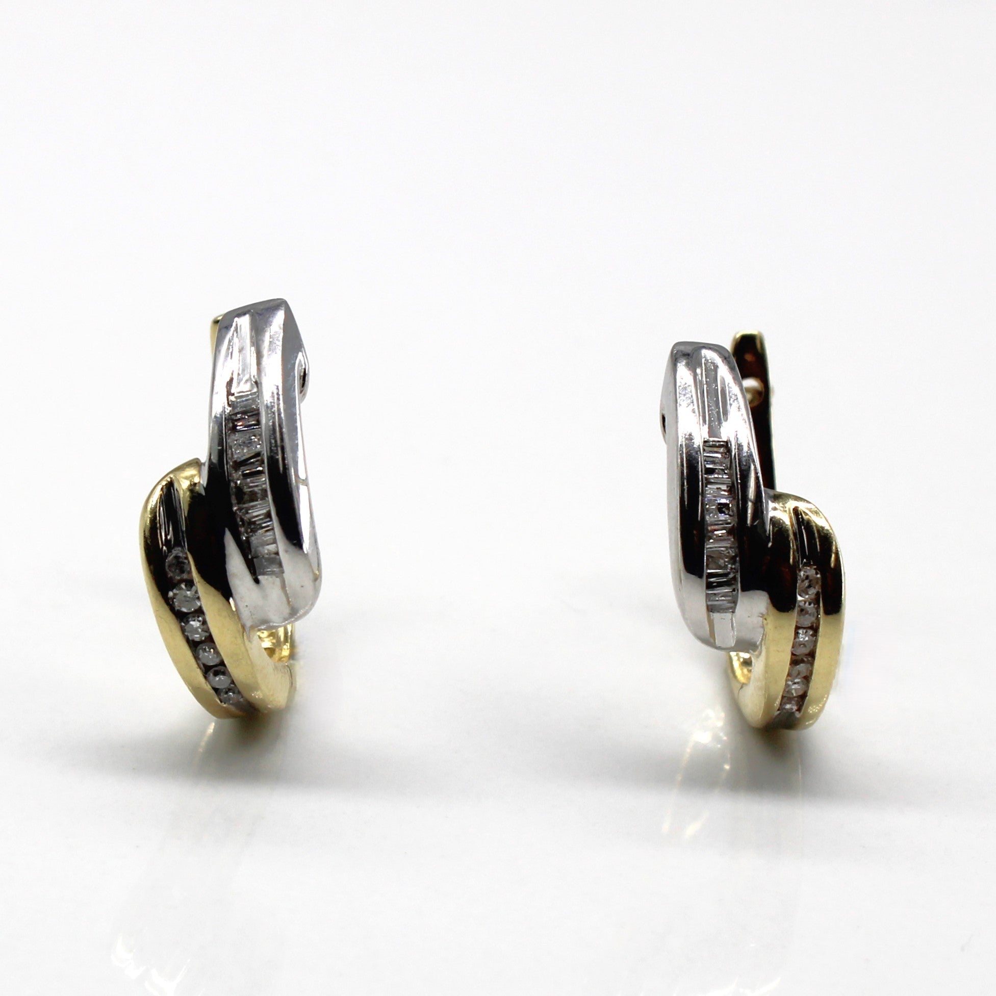 Two Tone Gold Diamond Huggie Earrings | 0.18ctw |