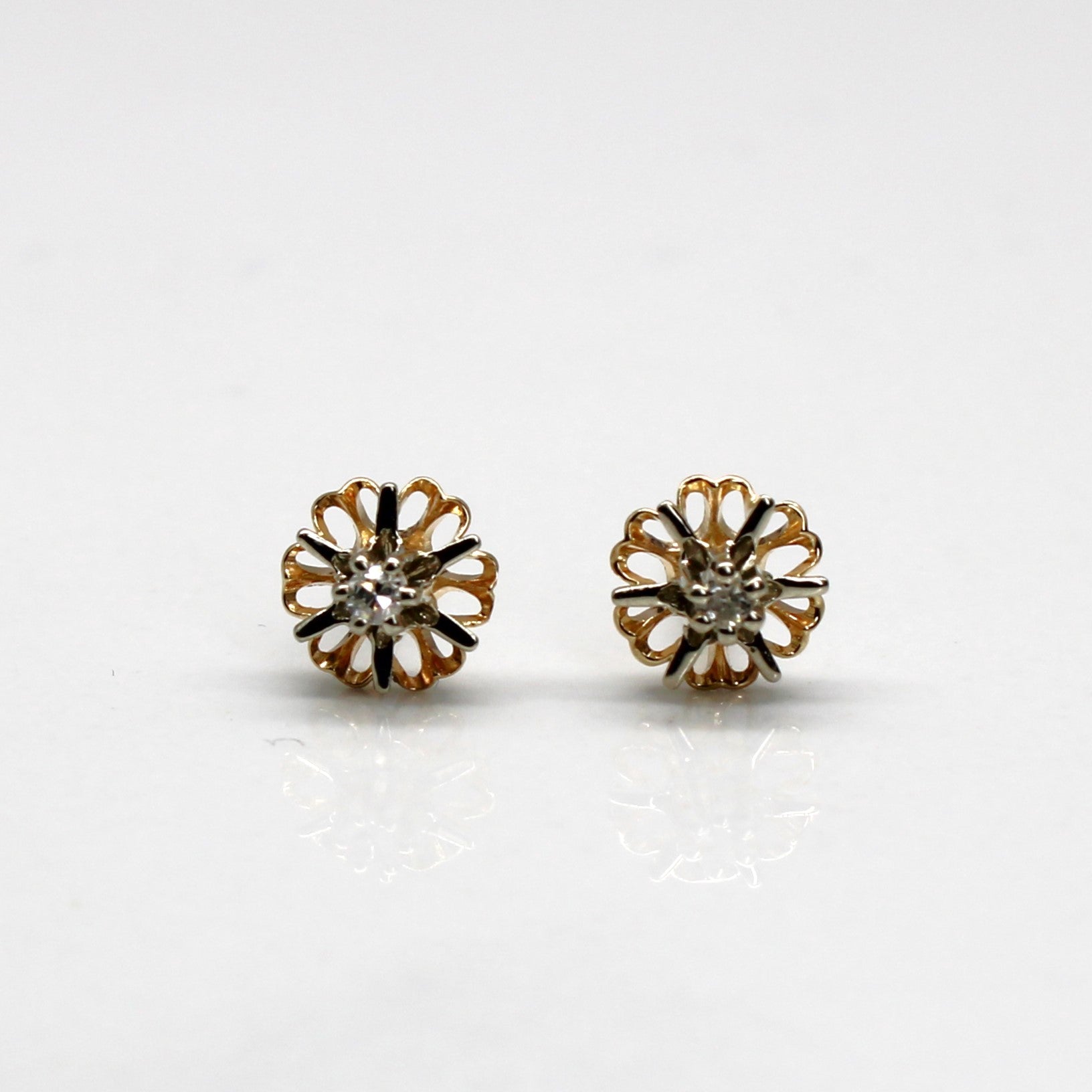 Flower Design Diamond Stud Earrings | 0.03ctw |