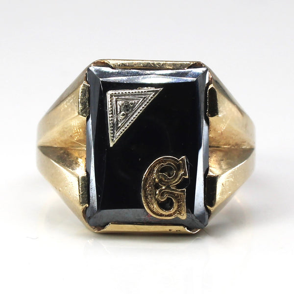 Hematite & Diamond Signet Ring | 15.00ct | 0.01ct | SZ 10.5 |