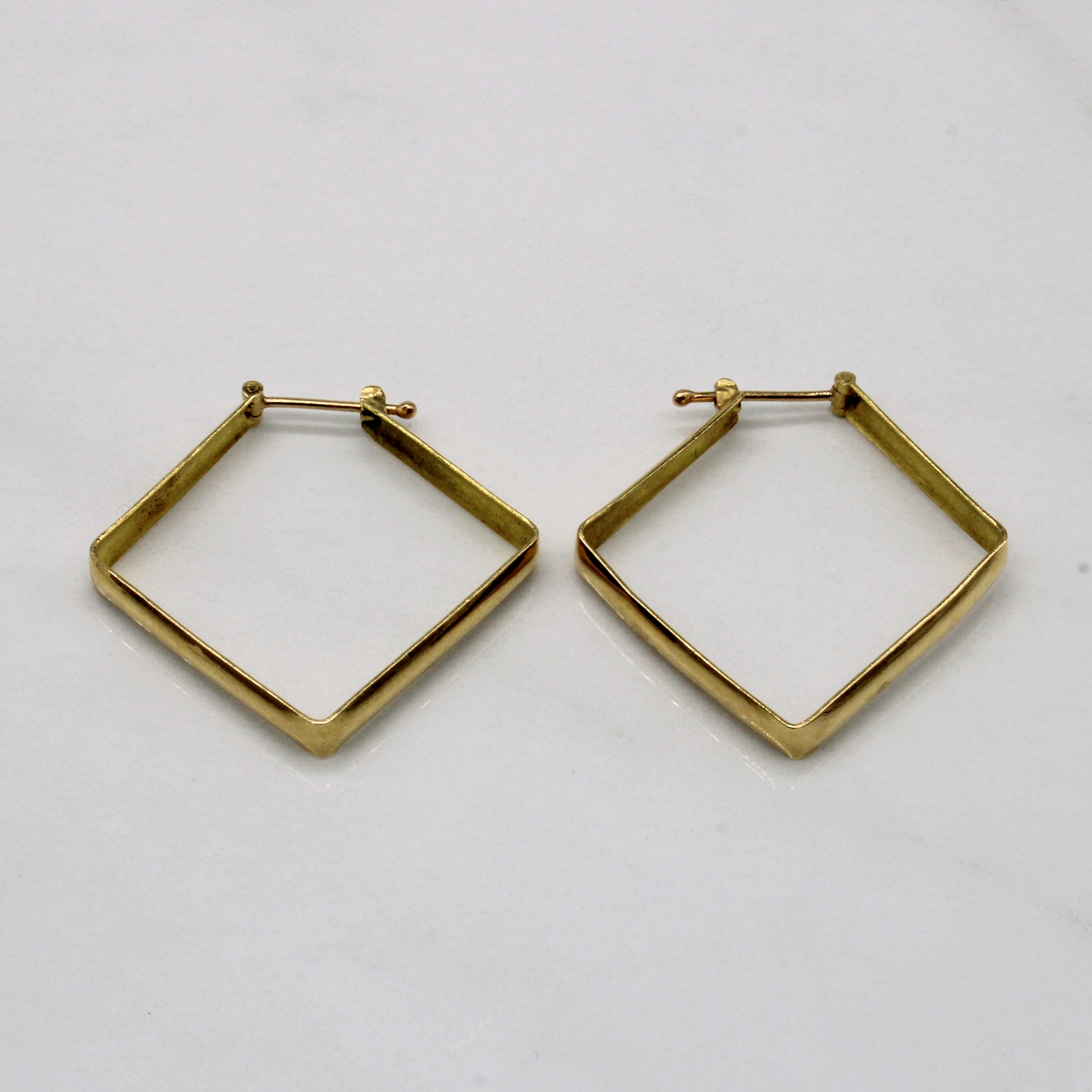 18k Yellow Gold Square Hoop Earrings