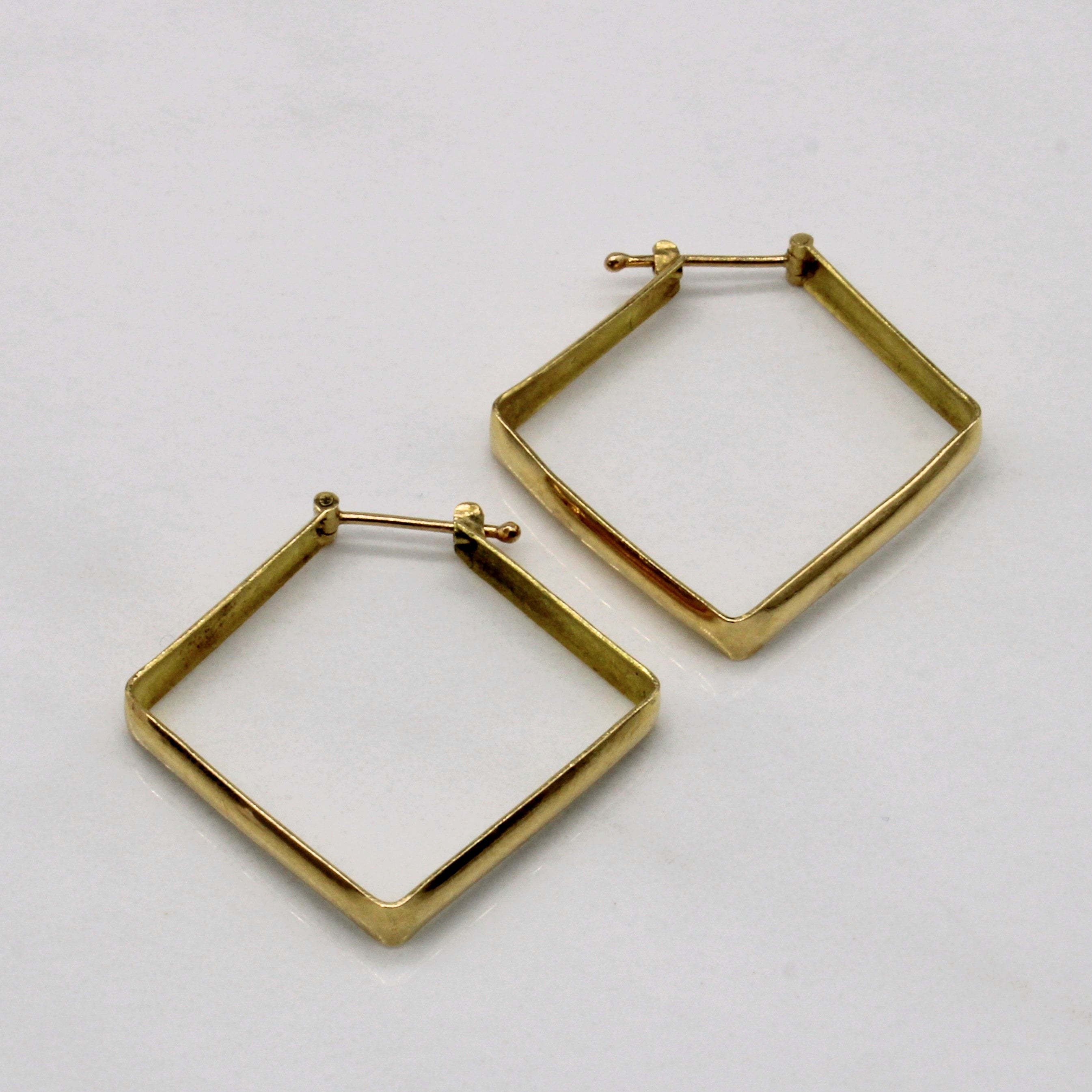 18k Yellow Gold Square Hoop Earrings