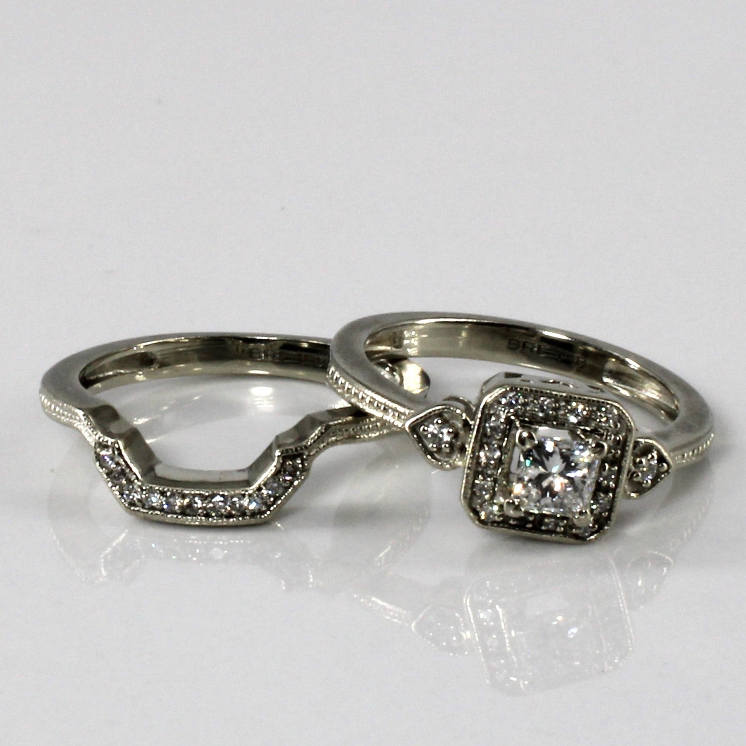 Halo Set Diamond Engagement Ring Set | 0.44ctw | SZ 5.25 |