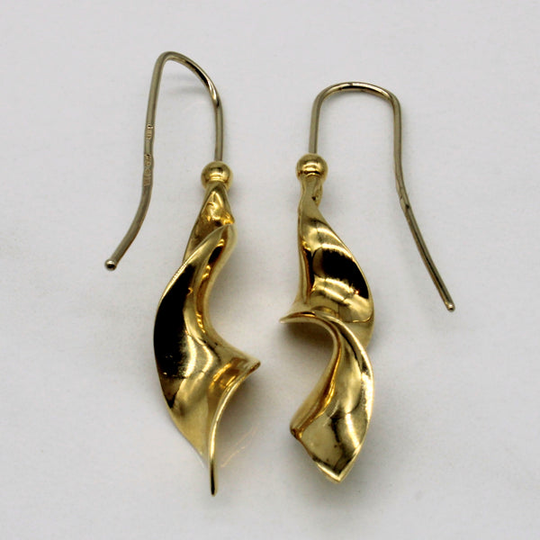 18k Yellow Gold Spiral Drop Earrings