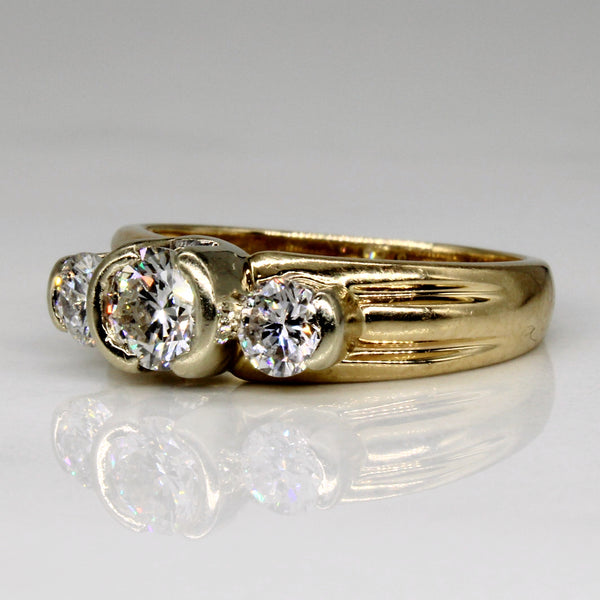Bezel Set Diamond Engagement Ring | 1.02ctw | SZ 6.5 |
