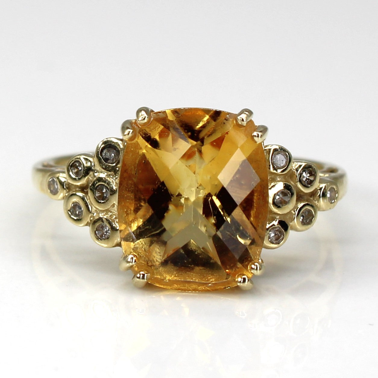 Citrine & Diamond Cocktail Ring | 3.75ct | 0.06ctw | SZ 7 |