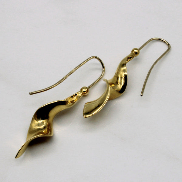 18k Yellow Gold Spiral Drop Earrings