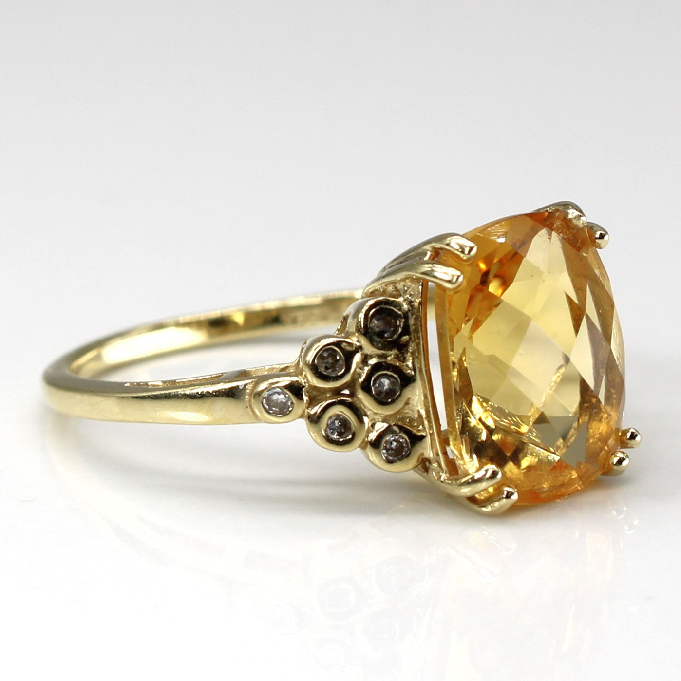 Citrine & Diamond Cocktail Ring | 3.75ct | 0.06ctw | SZ 7 |