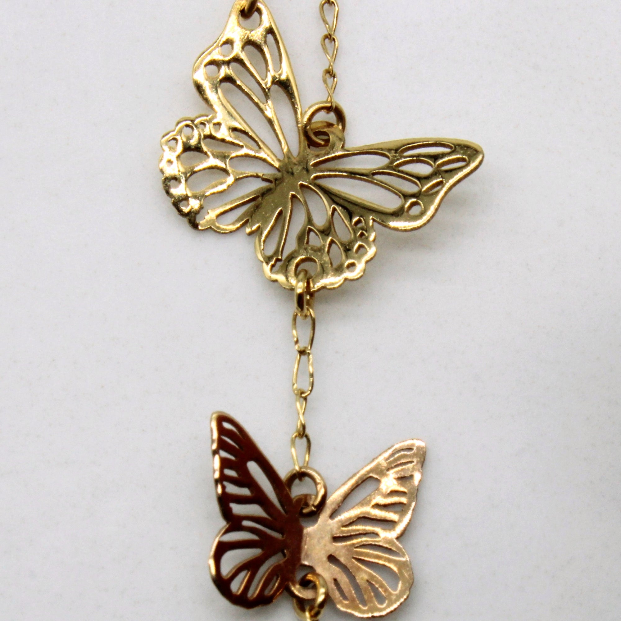 18k Tri Tone Gold Butterfly Necklace | 16