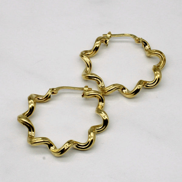 18k Yellow Gold Corkscrew Hoop Earrings