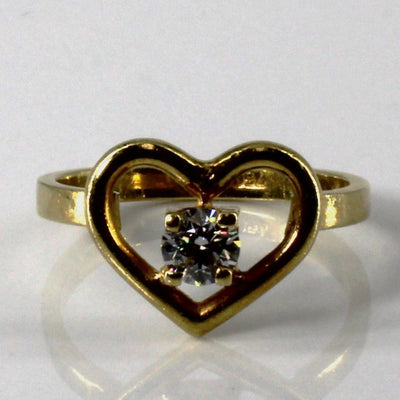 Solitaire Set Diamond Heart Shaped Ring | 0.30ct | SZ 6.75 |