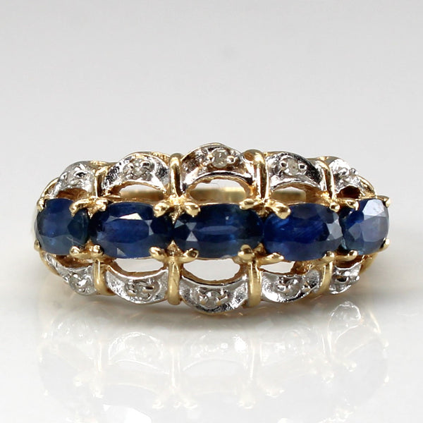 Five Stone Sapphire & Diamond Ring | 1.25ctw | 0.05ctw | SZ 5.75 |