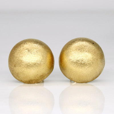 Vintage Italian 18k Yellow Gold Half Dome Earrings