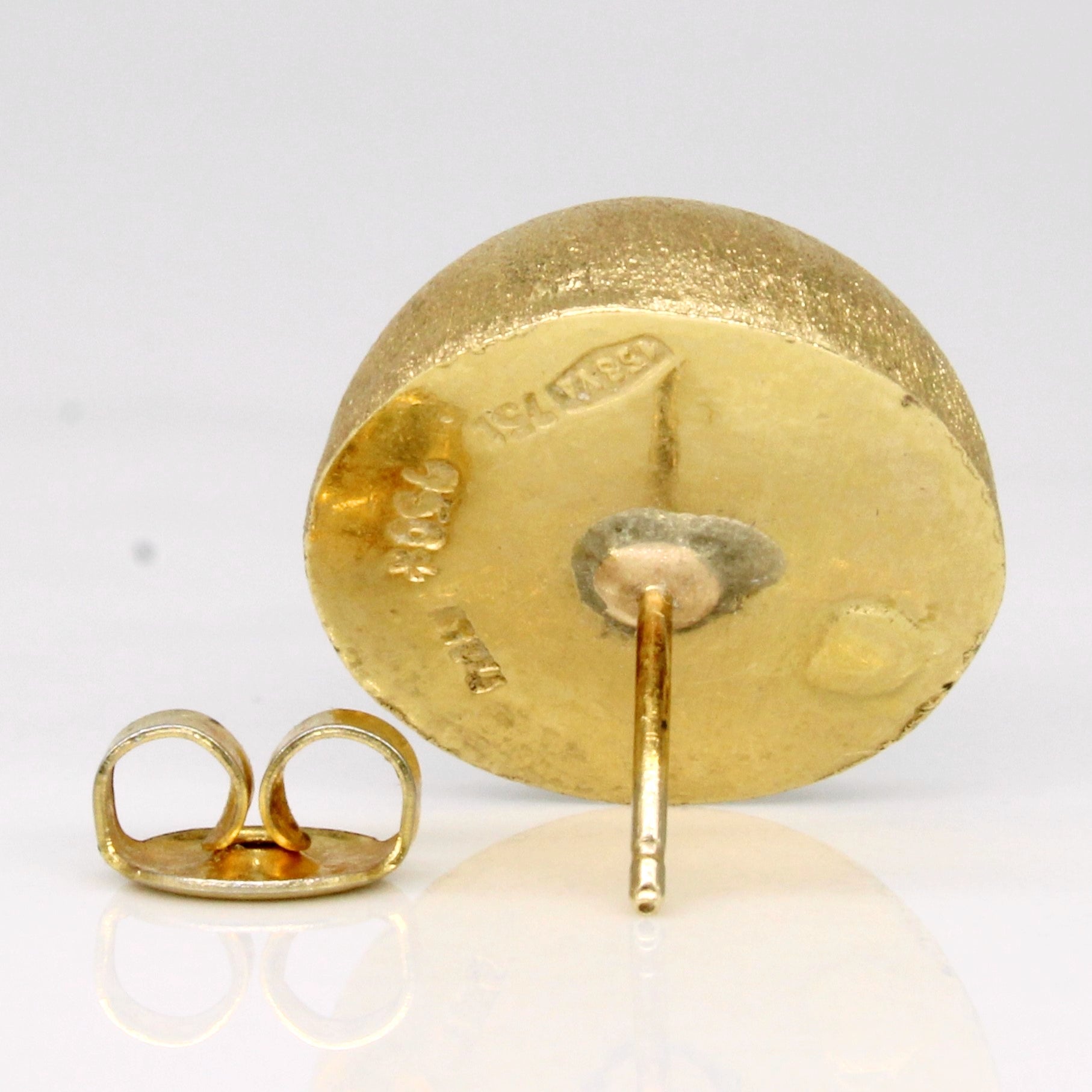 18k Yellow Gold Half Dome Earrings