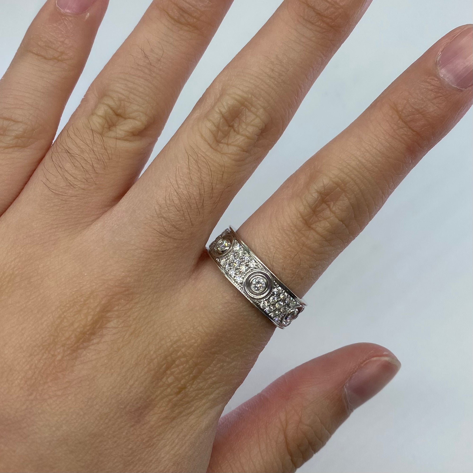 Cartier Love Diamond Paved Ring 1.26ctw SZ 8 Cartier SZ 57