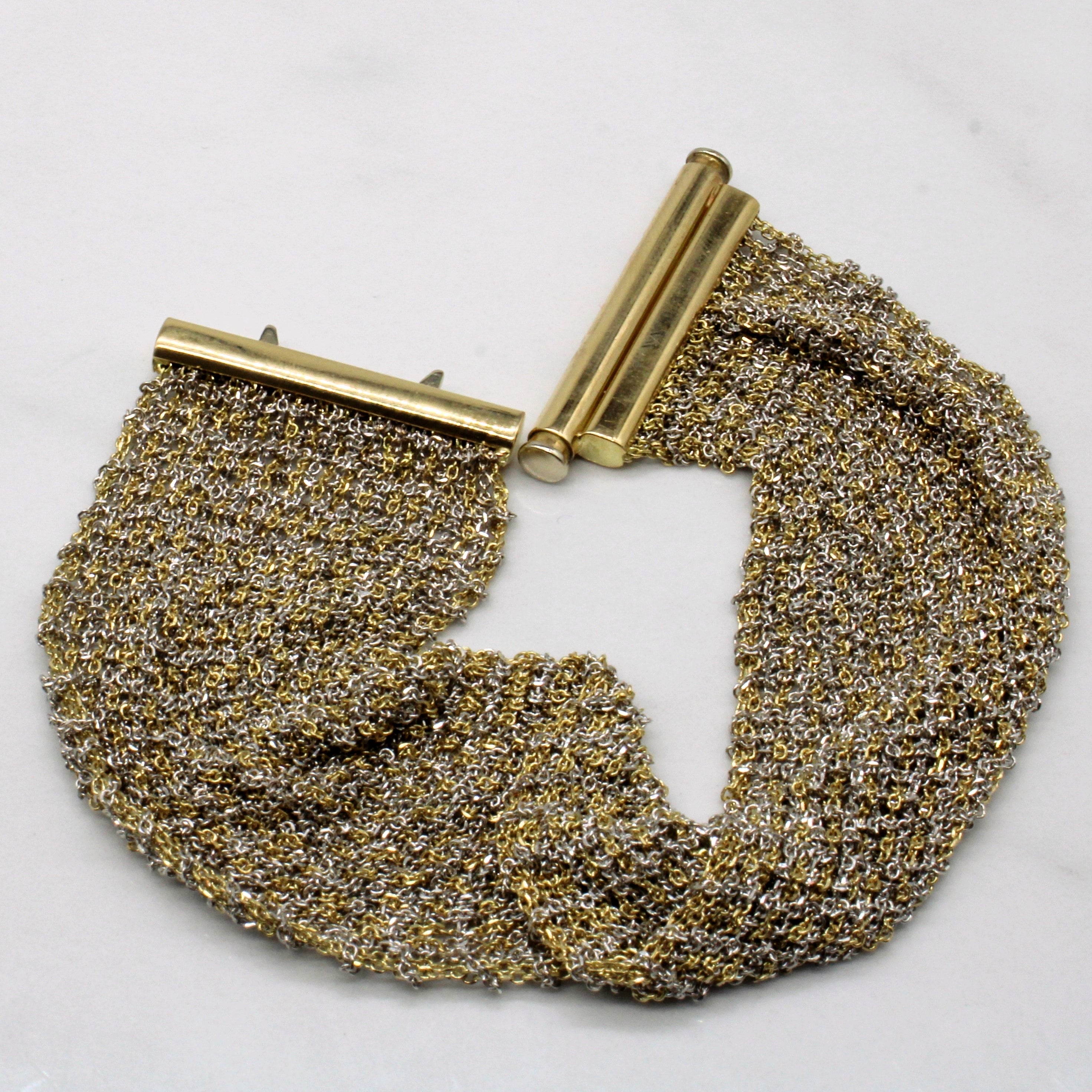 Calgaro' 18k Two Tone Gold Mesh Bracelet | 6" |