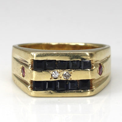 Sapphire, Ruby And Diamond 14K Ring | 0.60ctw | 0.04ctw | SZ 8.75 |