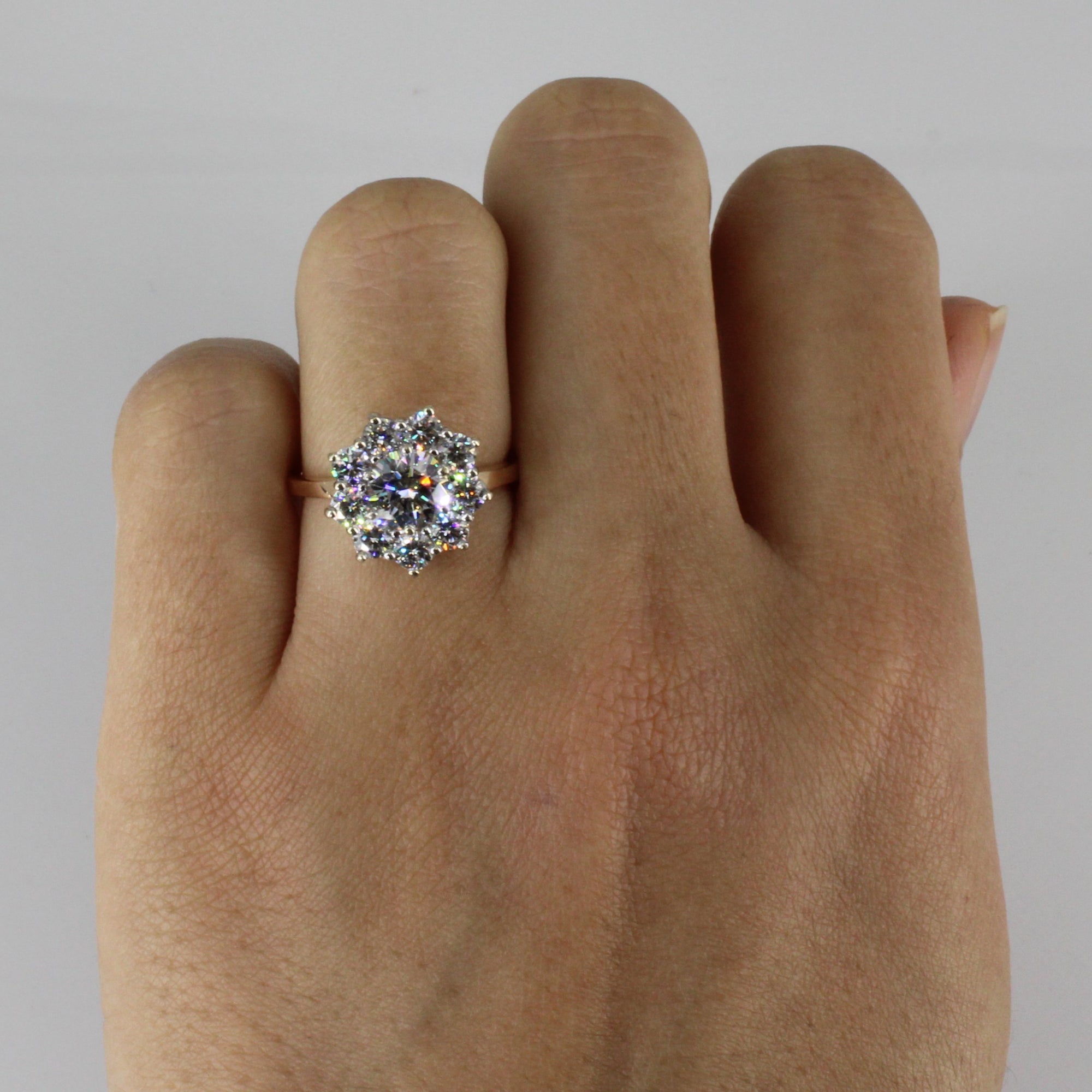 GIA Certified Flower Cluster Set Diamond Engagement Ring | 1.85ctw | VS1 G Ex | SZ 5.5 |