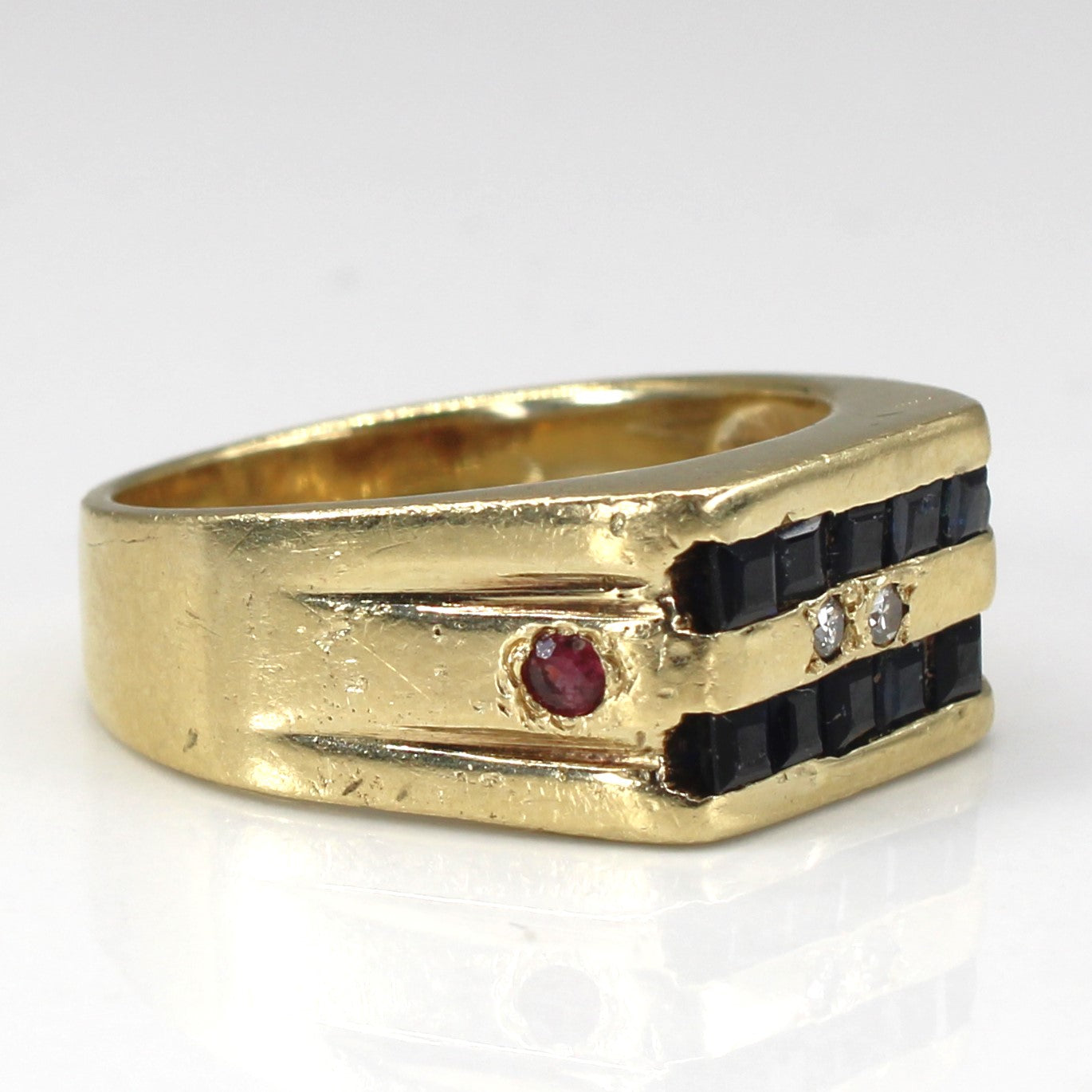 Sapphire, Ruby And Diamond 14K Ring | 0.60ctw | 0.04ctw | SZ 8.75 |