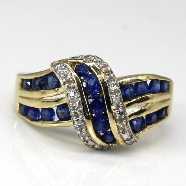 Channel Set Sapphire & Diamond Knot Ring | 1.12ctw | 0.04ctw | SZ 7 |