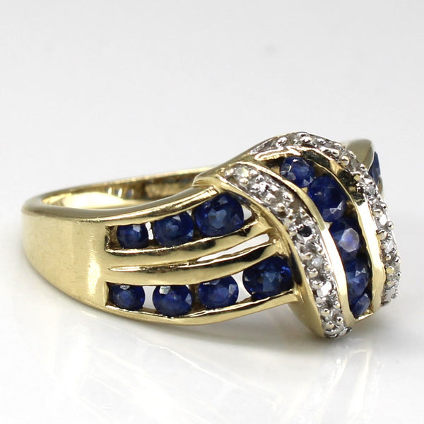 Channel Set Sapphire & Diamond Knot Ring | 1.12ctw | 0.04ctw | SZ 7 |