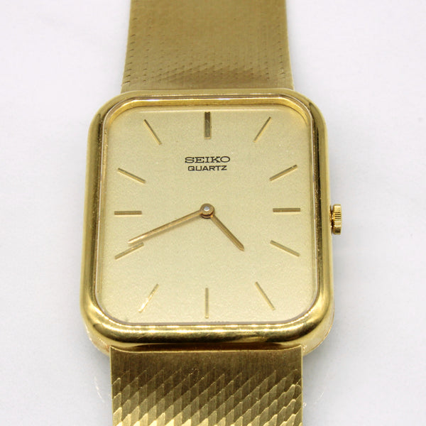 'Seiko' 18k Yellow Gold Watch | 7.75