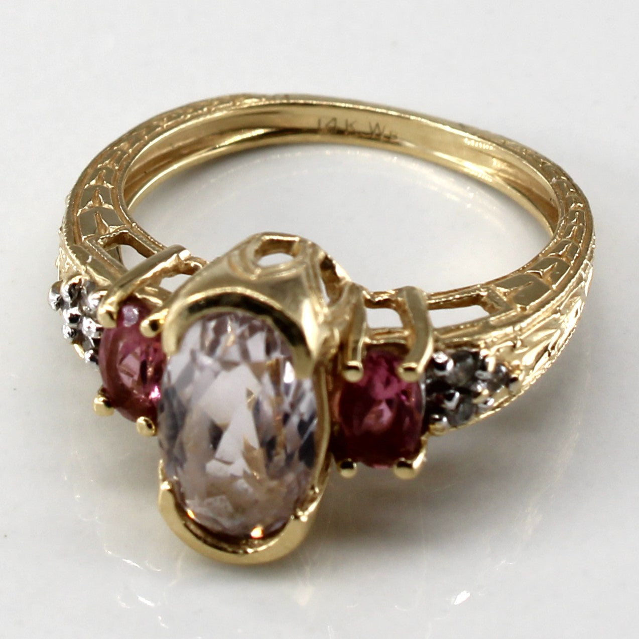 Spodumene, Tourmaline and Diamond Gold Ring | 2.00ctw | 0.36ctw | 0.06ctw | SZ 6 |