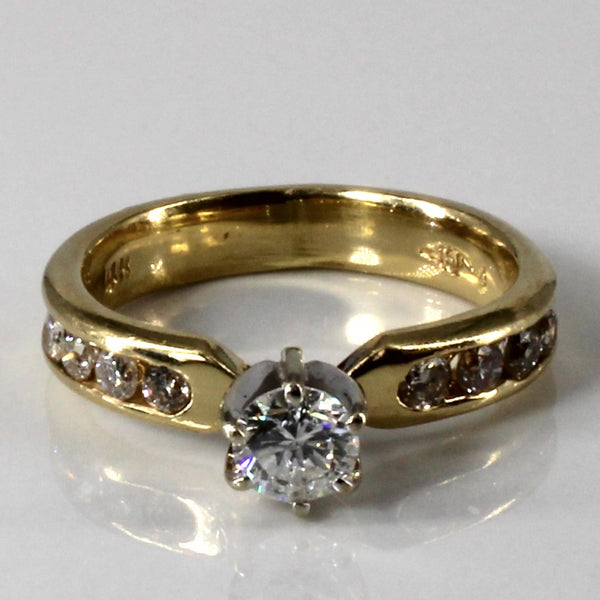 Solitaire Diamond with Channel Accents Ring | 0.51ctw | SZ 5 |
