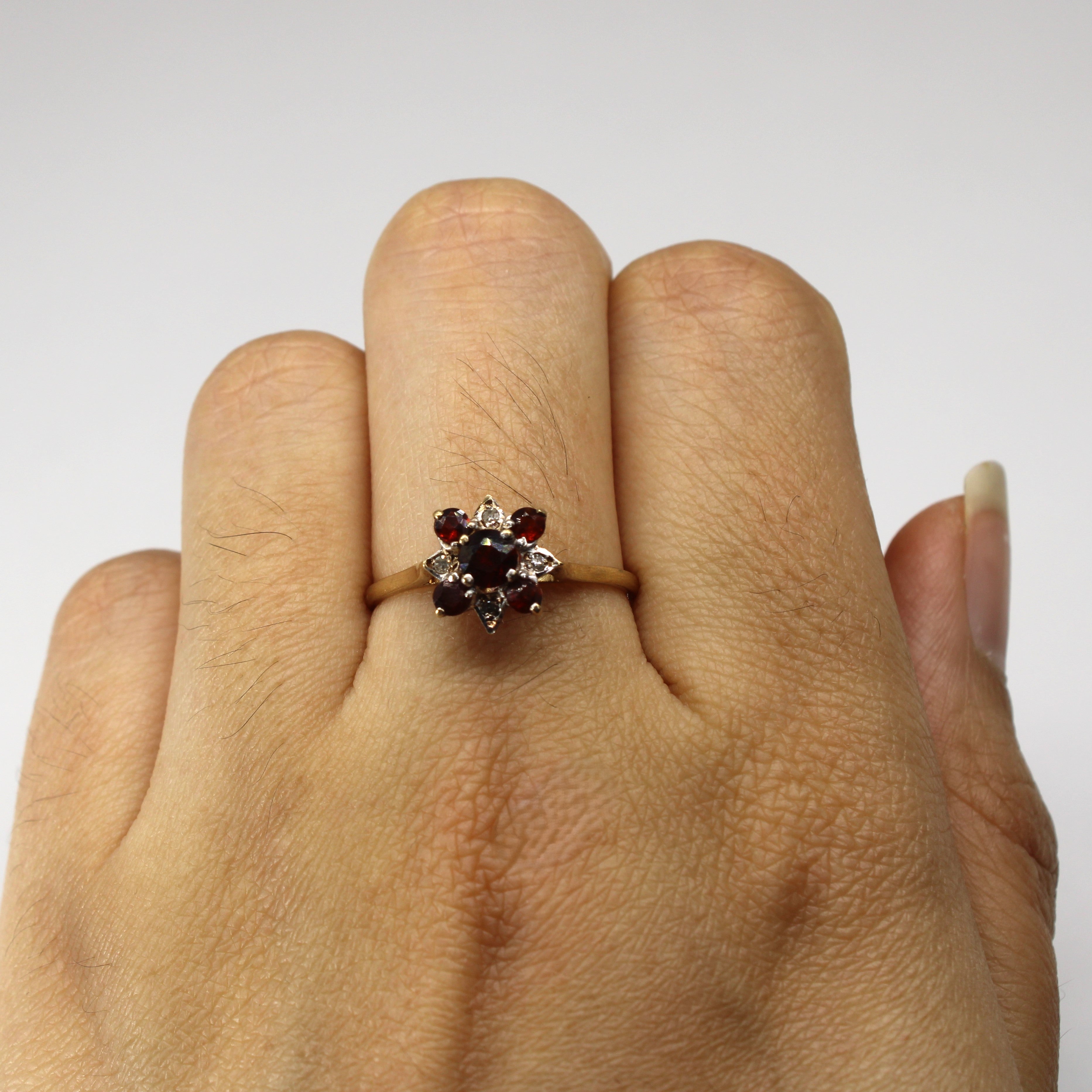 Garnet & Diamond Cocktail Ring | 0.50ctw | 0.03ctw | SZ 8 |