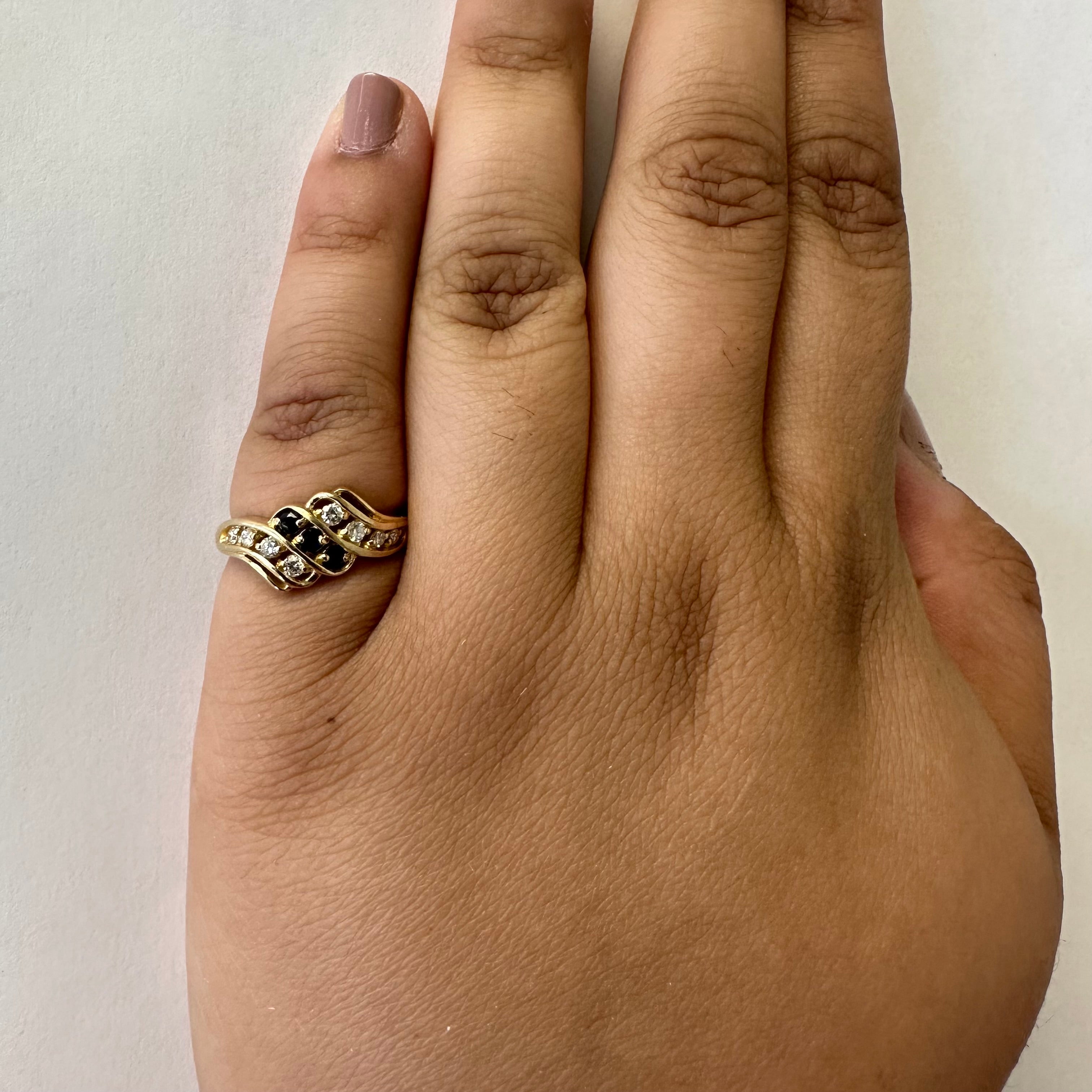 Sapphire & Diamond Bypass Ring | 0.20ctw, 0.12ctw | SZ 6 |