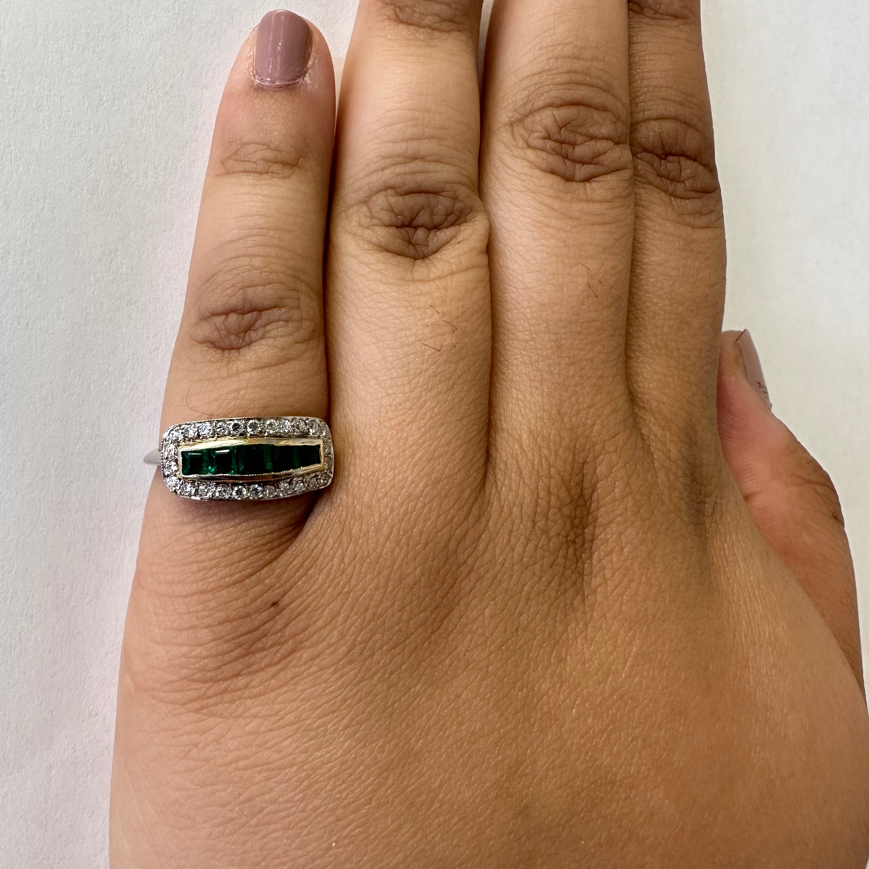 Sheffield Hallmarked Emerald & Diamond Ring | 0.50ctw, 0.25ctw | SZ 6.75 |
