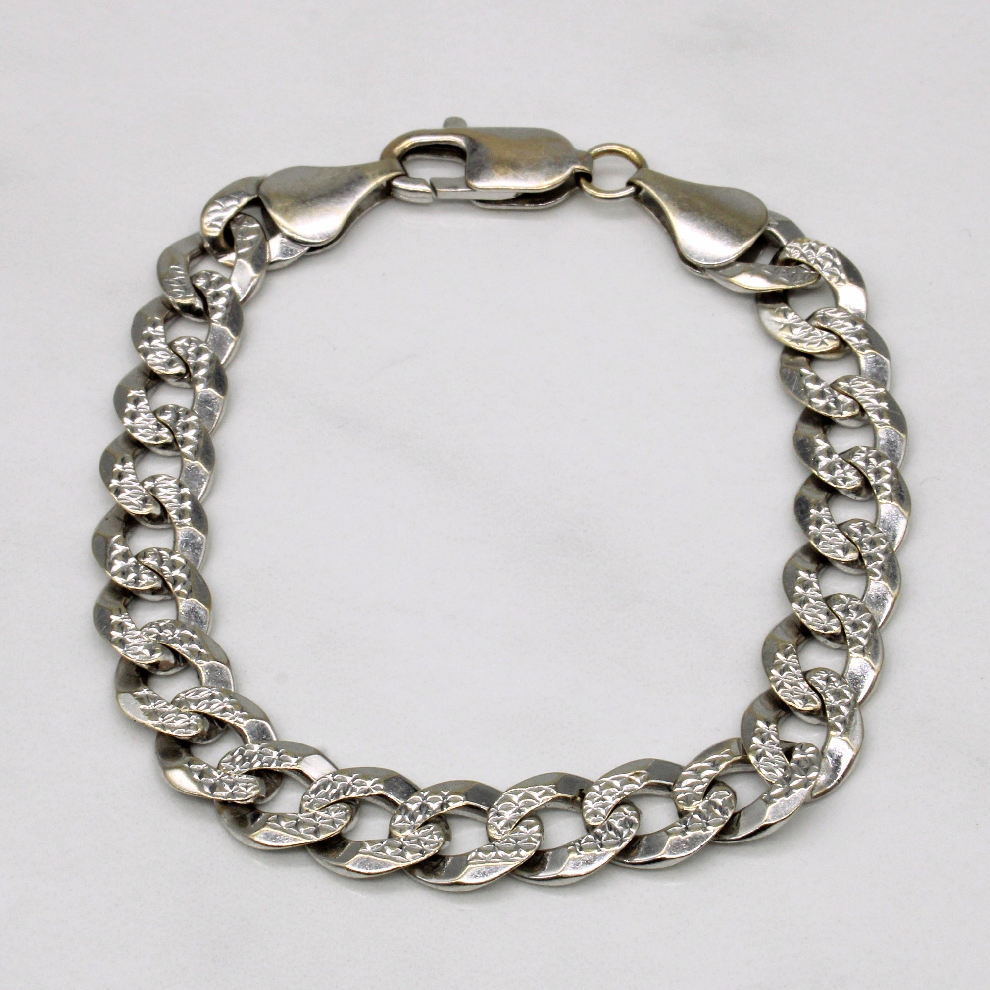 18k White Gold Curb Link Bracelet | 7