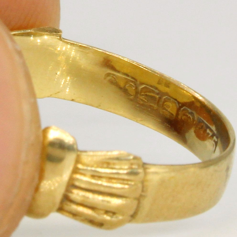 Hallmarked 9k Yellow Gold Claddagh Ring | SZ 4.25 |