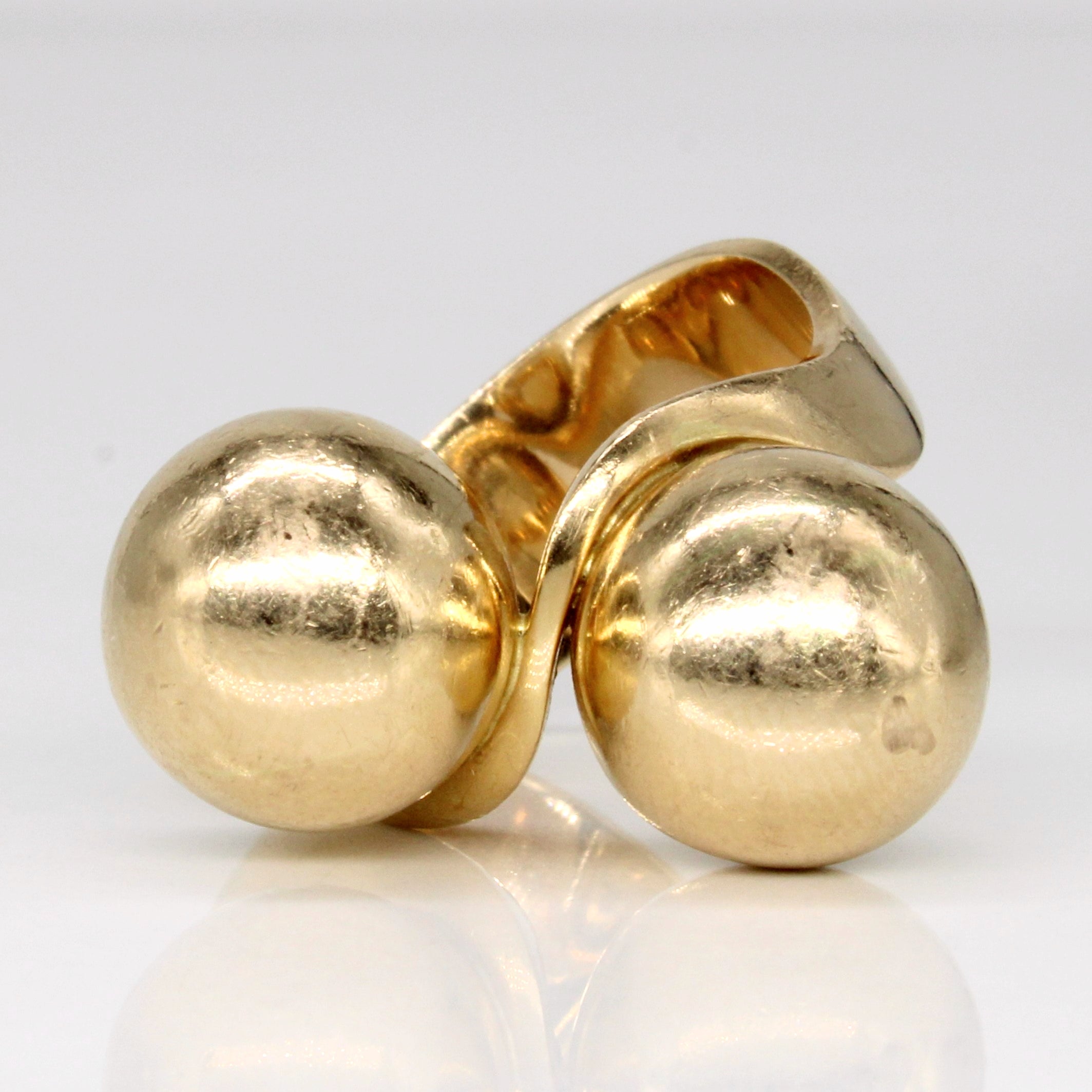 14k Yellow Gold Twin Sphere Ring | SZ 6.75 |