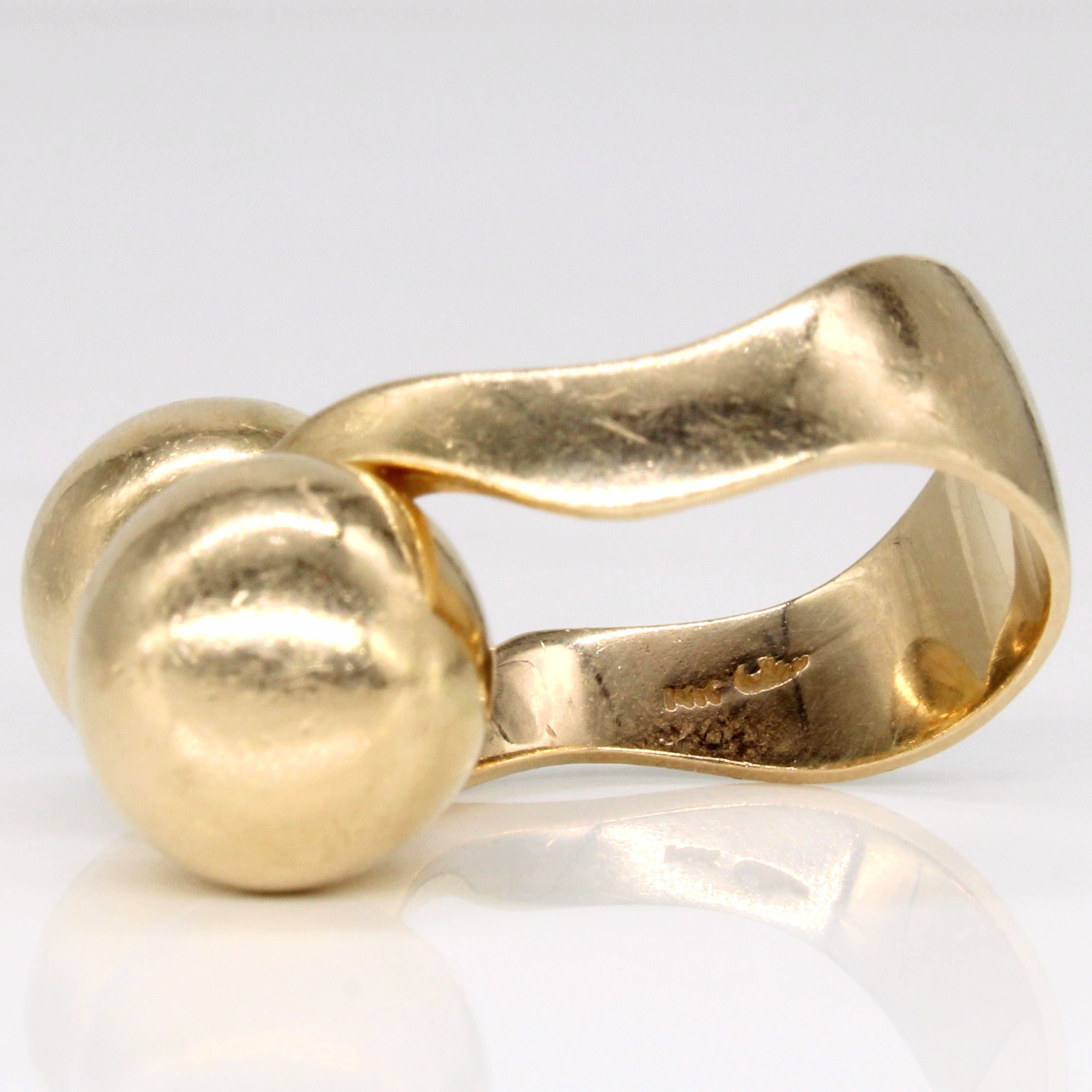 14k Yellow Gold Twin Sphere Ring | SZ 6.75 |