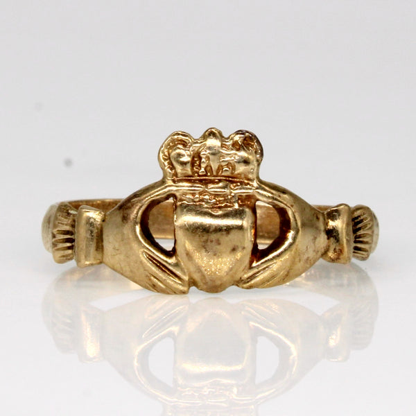 Hallmarked 9k Yellow Gold Claddagh Ring | SZ 8.25 |