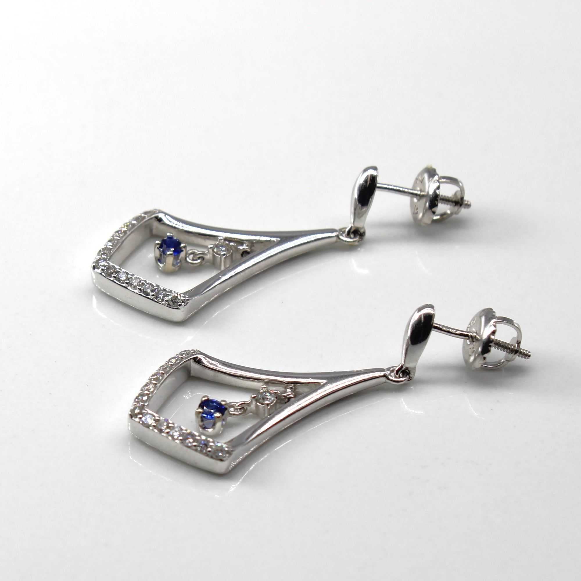 Diamond & Sapphire Dangle Earrings | 0.28ctw | 0.12ctw |