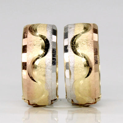 14k Tri Tone Gold Hoop Earrings