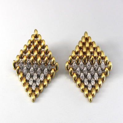 Textured Diamond Dangle Clip On Earrings | 0.60ctw |