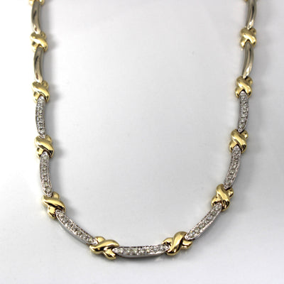 Two Tone Gold Crossover Diamond Necklace | 1.00ctw | 17