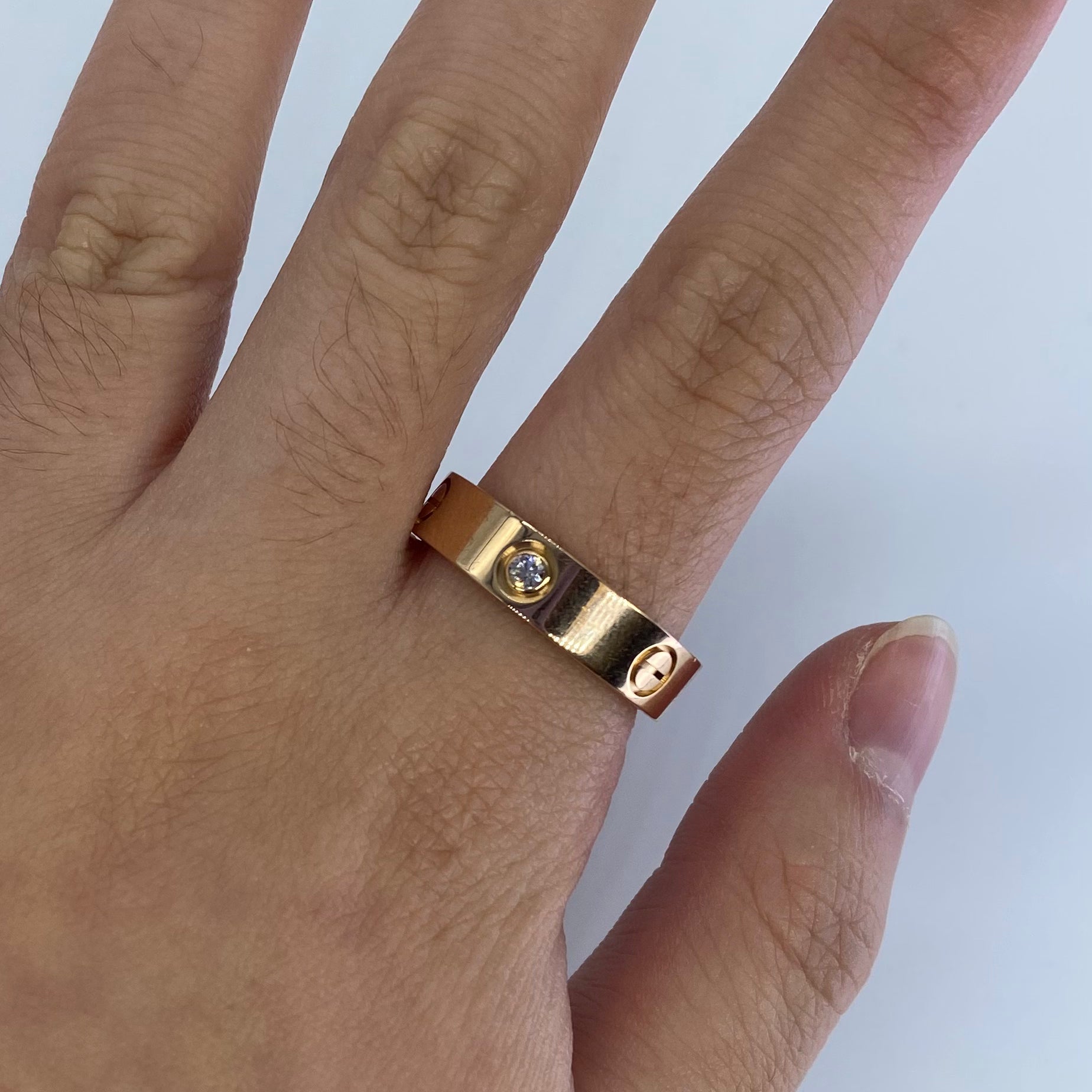 Cartier Three Diamond Love Ring in Rose Gold 0.22ctw SZ 10