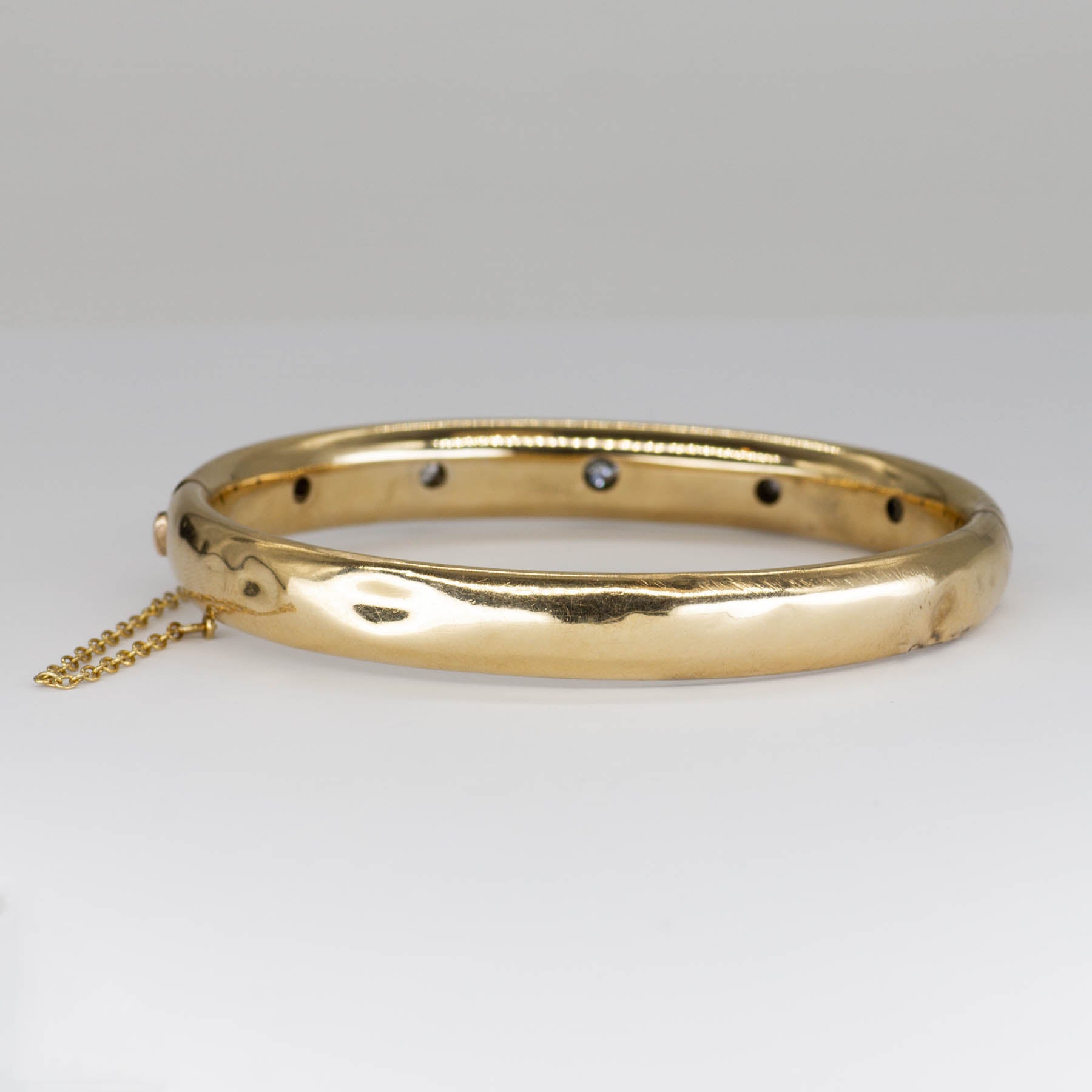 Flush Set Diamond Vintage Gold Bangle | 1.19ctw | 8"|